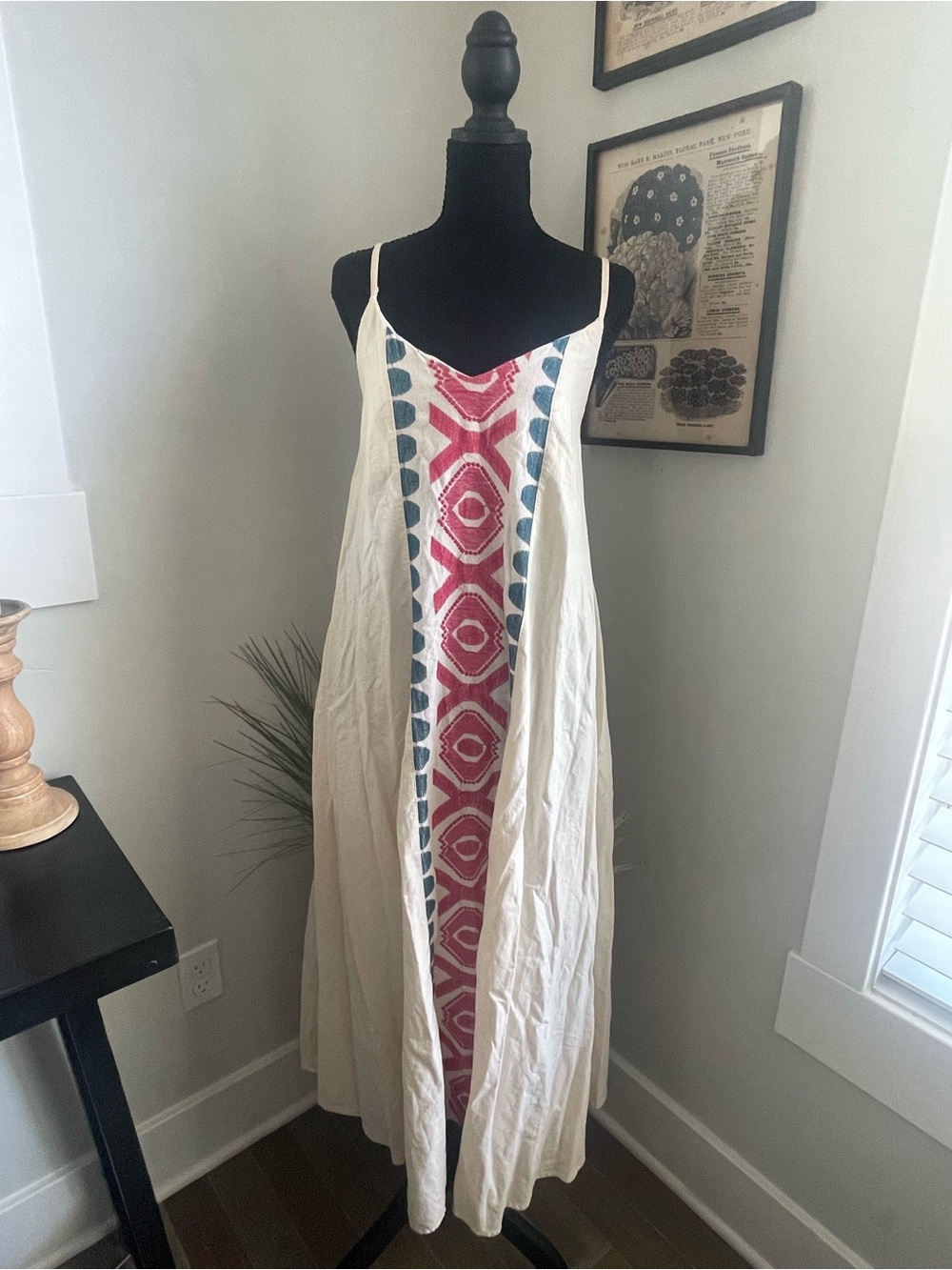 Babo Atelier 100% Linen Maxi Dress Geometric Print - Made in Greece
